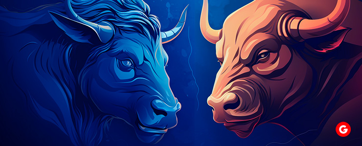 Two bull symbols stand as powerful icons in the world of forex trading, signifying optimism and market strength.