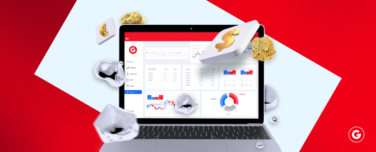 A laptop against a red background with money cascading out, symbolizing tokenized gold and silver investments.