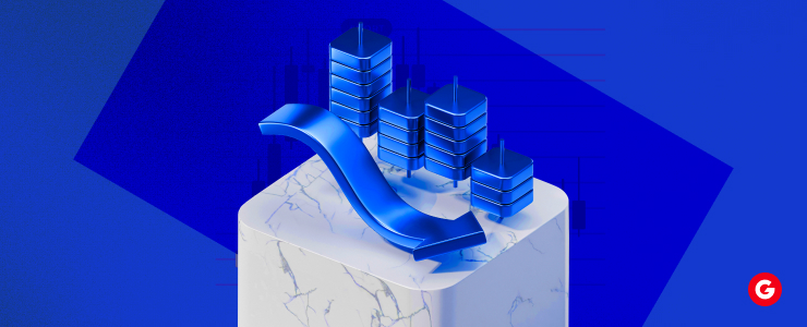 3D illustration of a blue upward arrow and stacked bars representing forex carry trade growth and rising global yield opportunities in 2025.