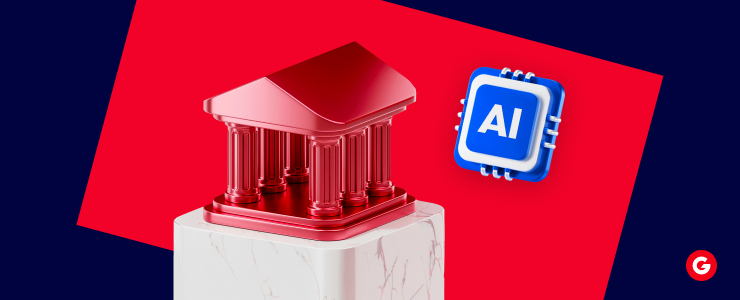 3D illustration of a central bank building beside an AI microchip symbolizing how AI predicts central bank decisions.